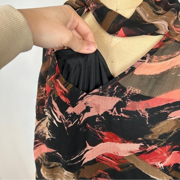 NEW EVRI Multicolor Black Fit & Flare Midi Dress with Bow Tie Plus Size 3X - Picture 8 of 17